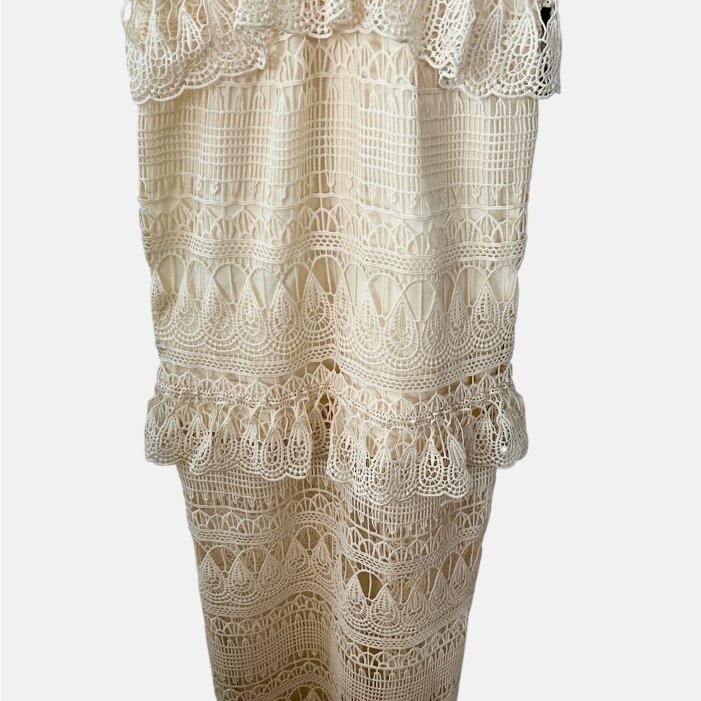 REVEUSE Maxi Lace Tiered Boho Chic Sleeveless Halter Summer Dress Medium - Picture 3 of 9